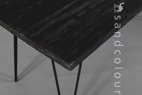 Rusty Black Wooden Table - 6 Seater