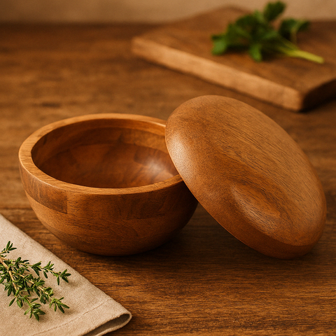 Wooden Casserole with Lid for Roti