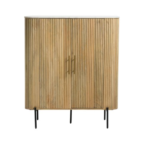 Reed Tall Buffet – White Marble Top & Solid Mango Wood
