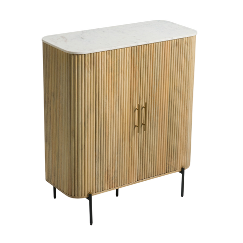 Reed Tall Buffet – White Marble Top & Solid Mango Wood
