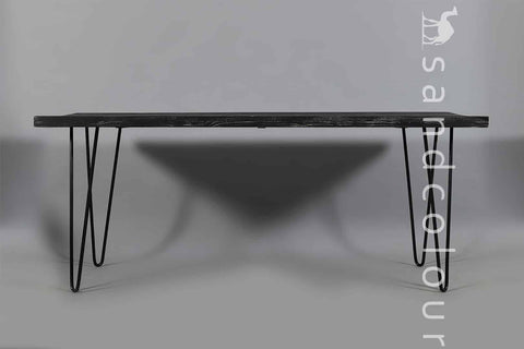 Rusty Black Wooden Table - 6 Seater