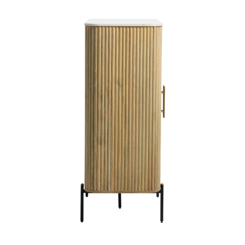 Reed Tall Buffet – White Marble Top & Solid Mango Wood