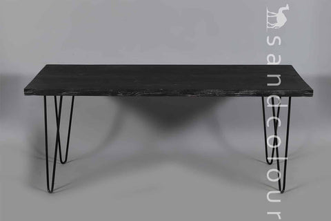 Rusty Black Wooden Table - 6 Seater