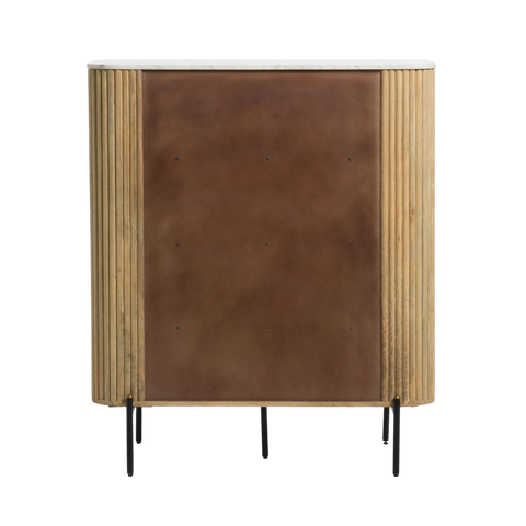 Reed Tall Buffet – White Marble Top & Solid Mango Wood