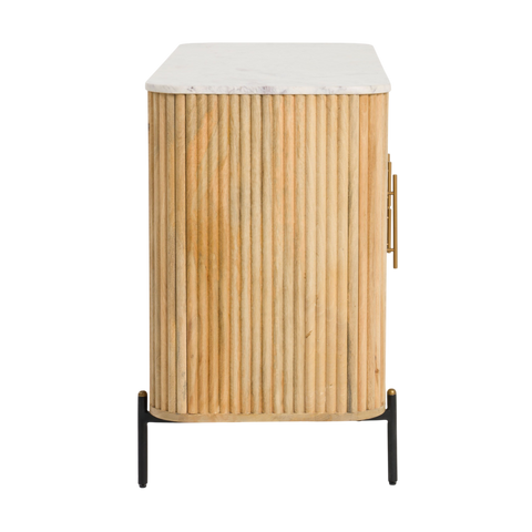 Reed Buffet – White Marble Top & Solid Mango Wood