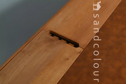 Joey Beech Wood Desk – Brown Leatherite