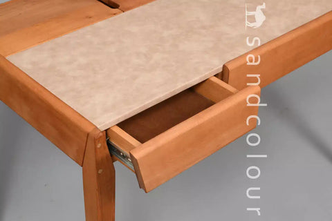 Joey Beech Wood Desk – White Leatherite