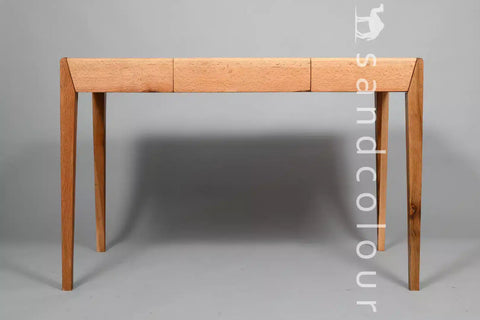 Joey Oak Wood Desk – Black Leatherite