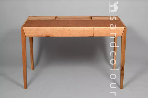 Joey Oak Wood Desk – Brown Leatherite