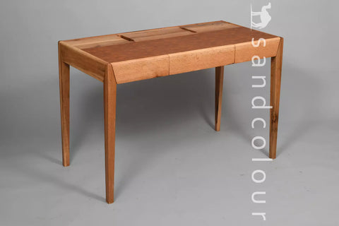 Joey Oak Wood Desk – Brown Leatherite