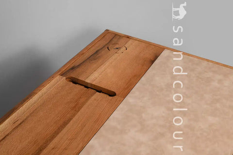 Joey Oak Wood Desk – White Leatherite