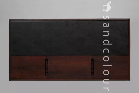 Joey Walnut Wood Desk – Black Leatherite