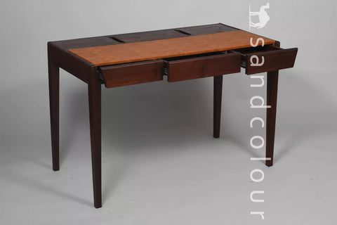 Joey Walnut Wood Desk – Brown Leatherite