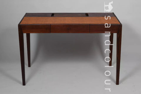 Joey Walnut Wood Desk – Brown Leatherite
