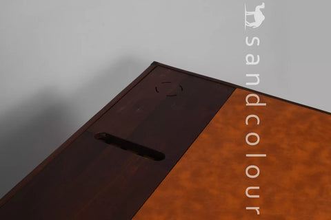 Joey Walnut Wood Desk – Brown Leatherite