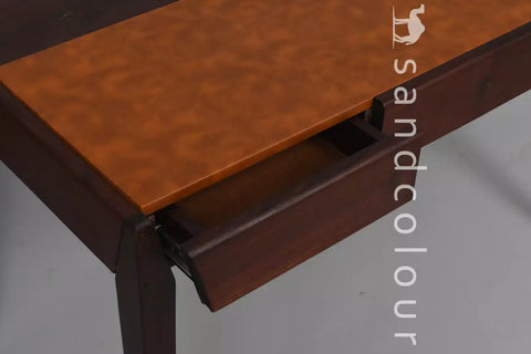 Joey Walnut Wood Desk – Brown Leatherite