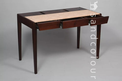 Joey Walnut Wood Desk – White Leatherite