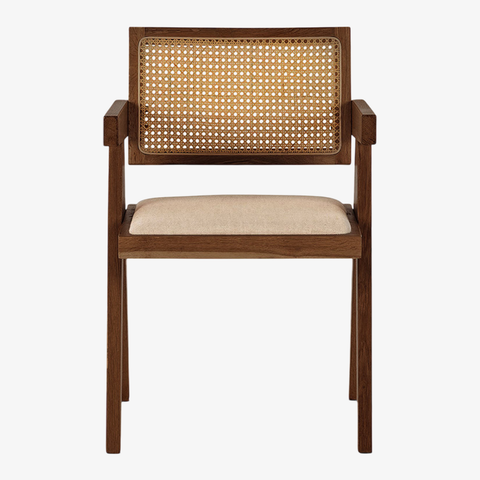 Penios Dining Wooden Rattan Arm Chair