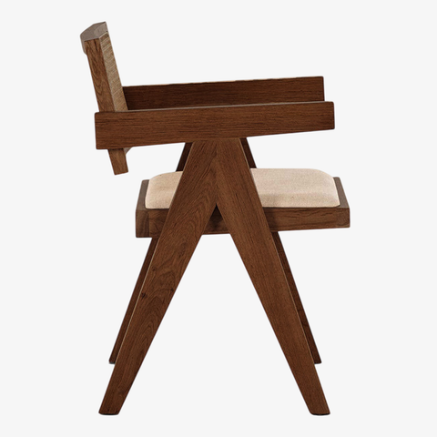 Penios Dining Wooden Rattan Arm Chair