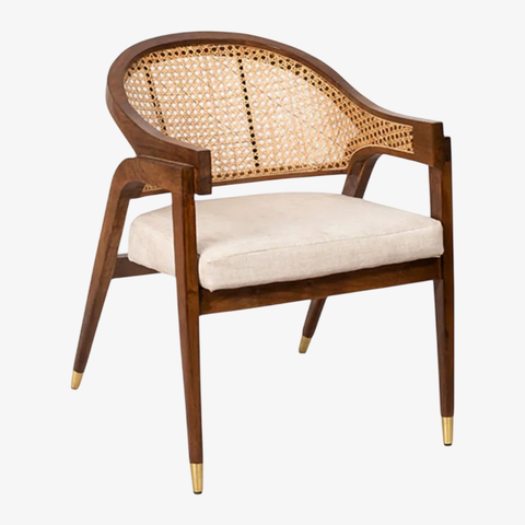 Noloel Dining Wooden Rattan Arm Chair