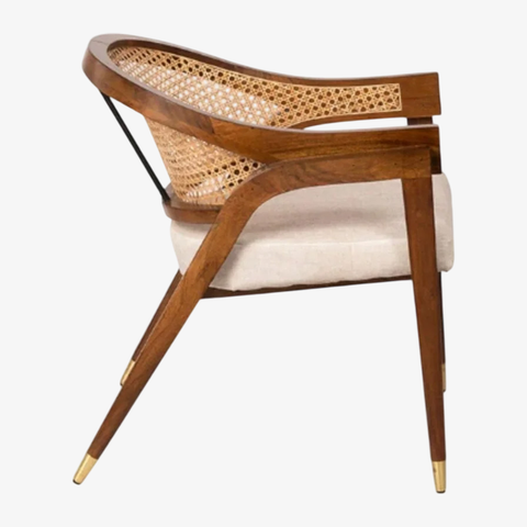 Noloel Dining Wooden Rattan Arm Chair